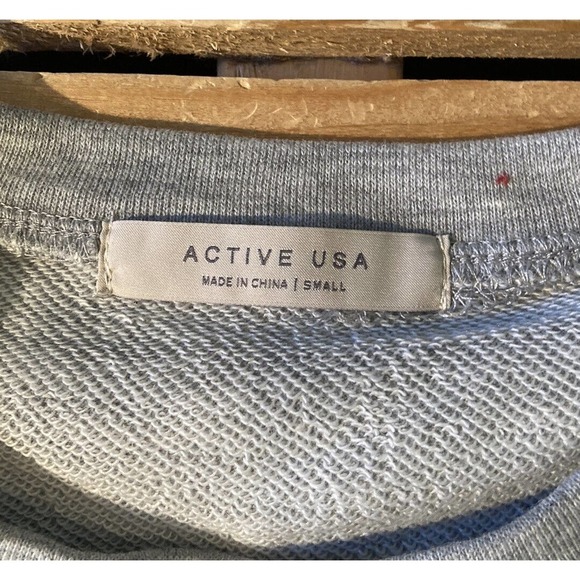 NEW Active USA Cinch Waist Crop Sweatshirt Size Small Women’s Grey Pullover - Picture 3 of 8